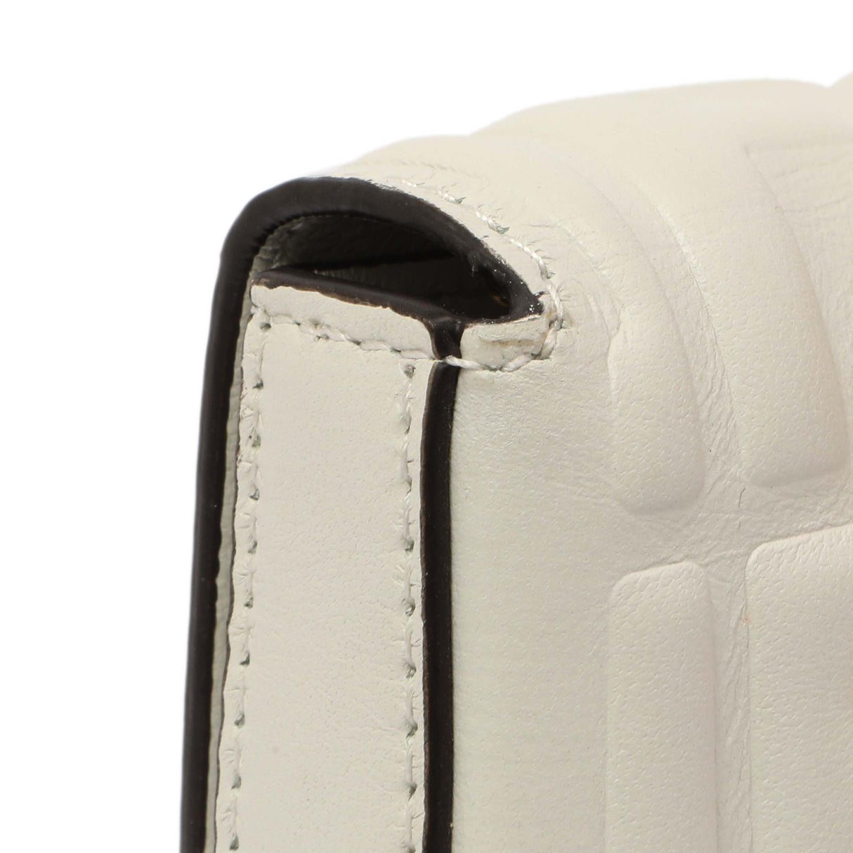 Fendi White Nappa Matisse FF Embossed Nano Baguette Charm Handbags Fendi