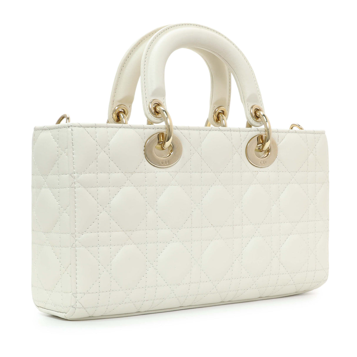 Christian Dior White Lambskin Cannage Medium Lady D-Joy Handbags Christian Dior