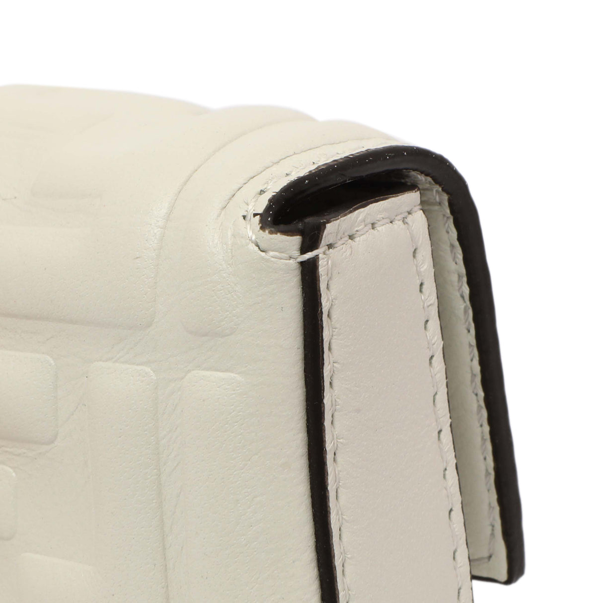 Fendi White Nappa Matisse FF Embossed Nano Baguette Charm Handbags Fendi