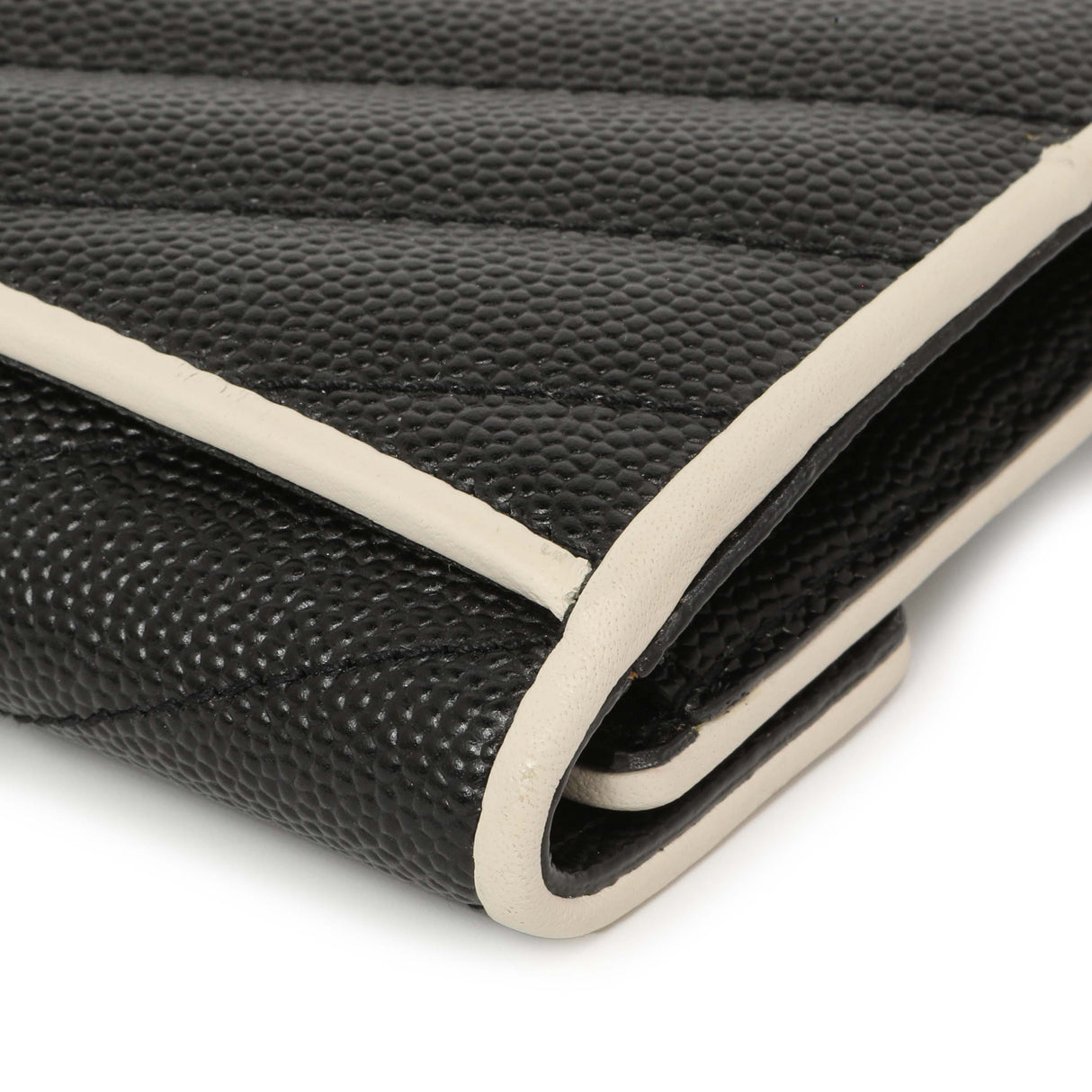 Saint Laurent Black Grain De Poudre Matelasse Chevron Monogram Envelope Wallet Accessories Saint Laurent