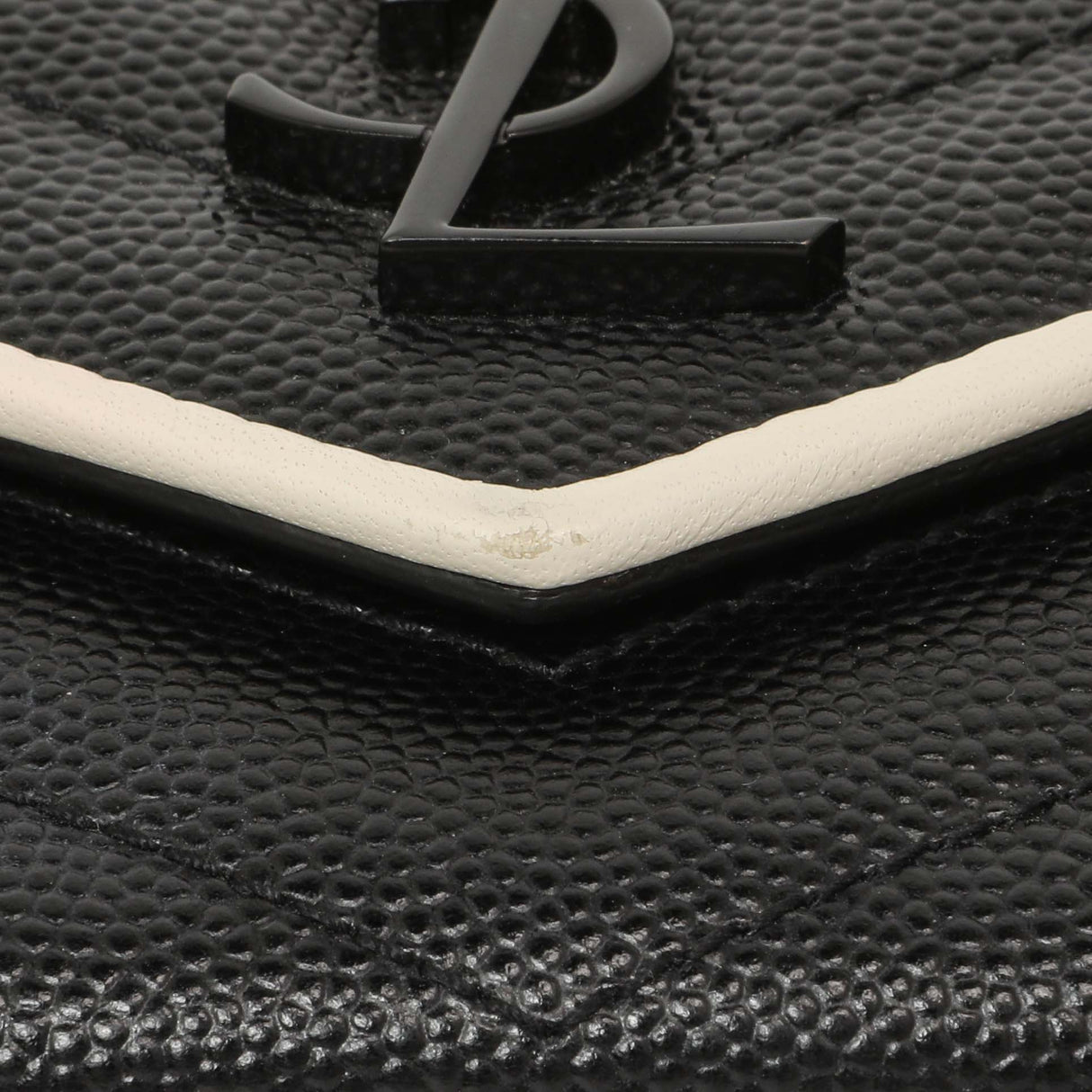 Saint Laurent Black Grain De Poudre Matelasse Chevron Monogram Envelope Wallet Accessories Saint Laurent