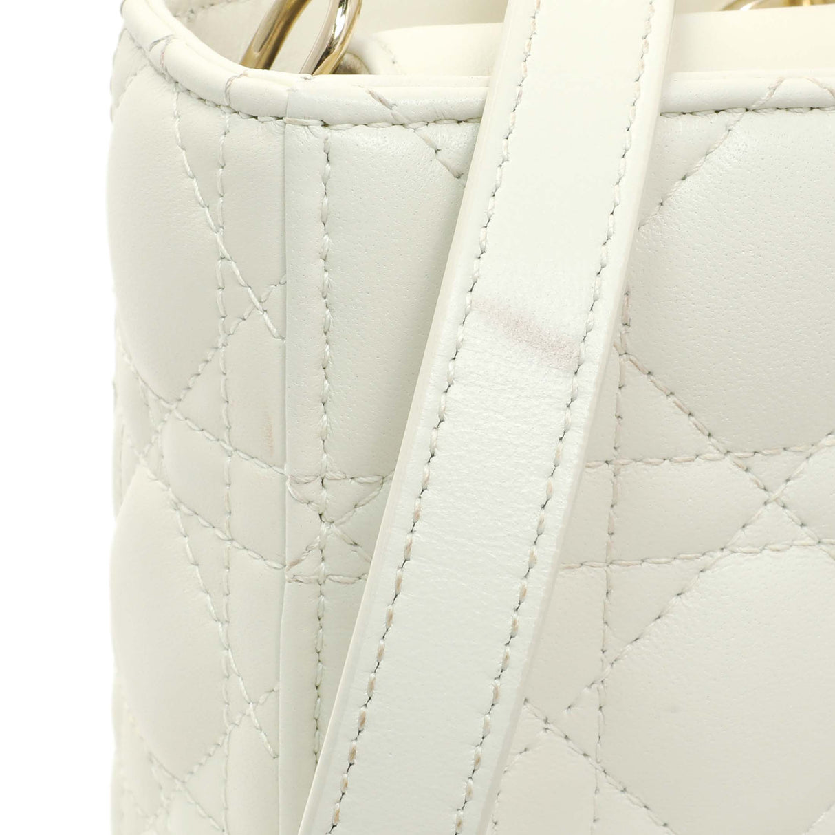 Christian Dior White Lambskin Cannage Medium Lady D-Joy Handbags Christian Dior