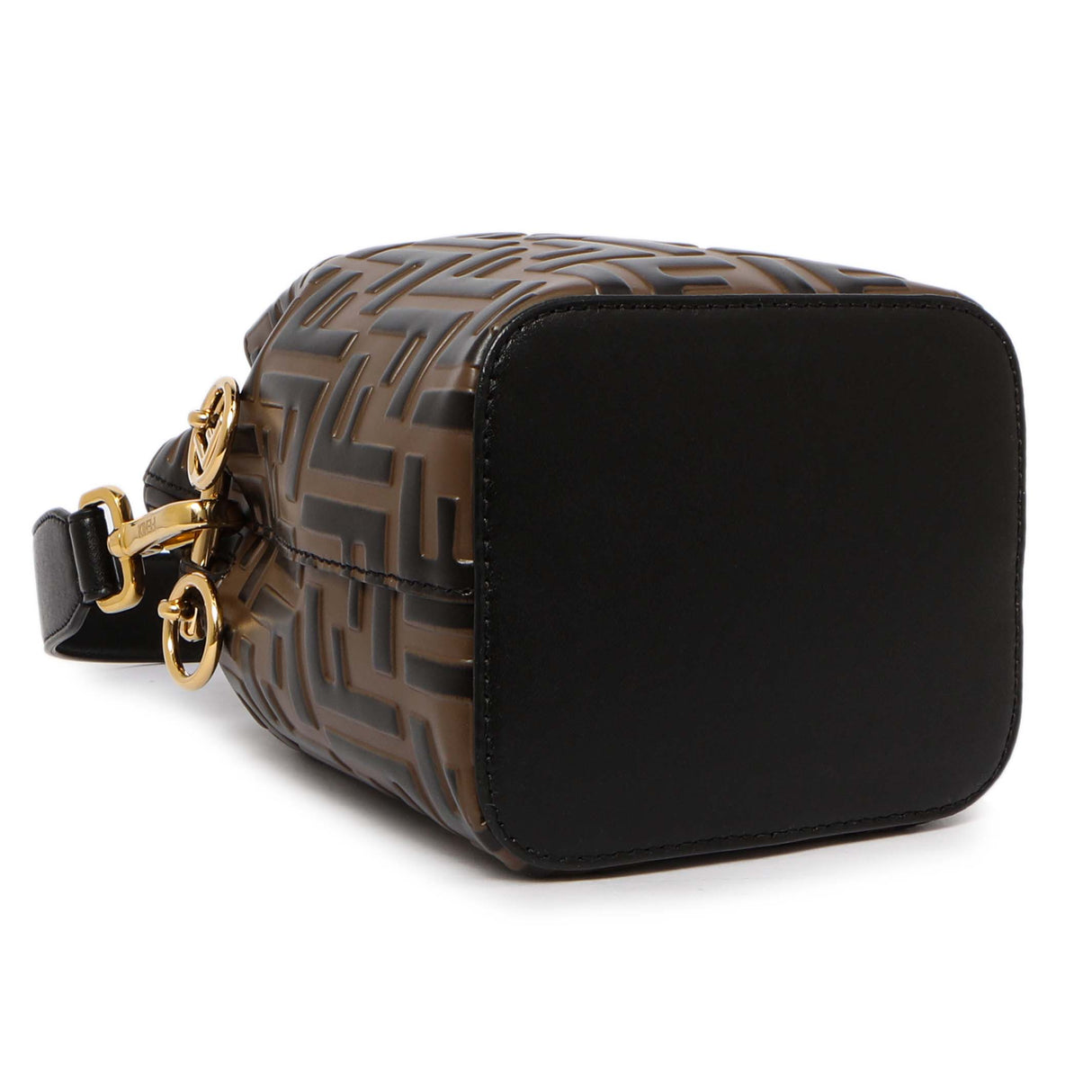 Fendi Brown Calfskin Zucca Embossed Mini Mon Tresor Bucket Bag Handbags Fendi