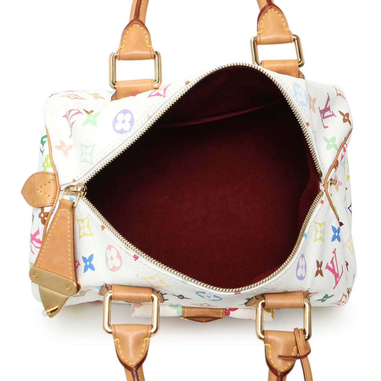 Louis Vuitton White Multicolor Speedy 30 Handbags Louis Vuitton