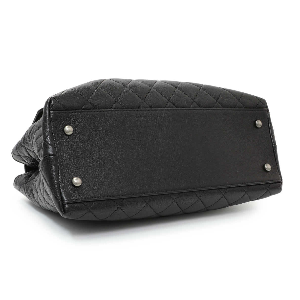 Chanel Black Quilted Goatskin Small CC University Shopping Tote Handbags Chanel