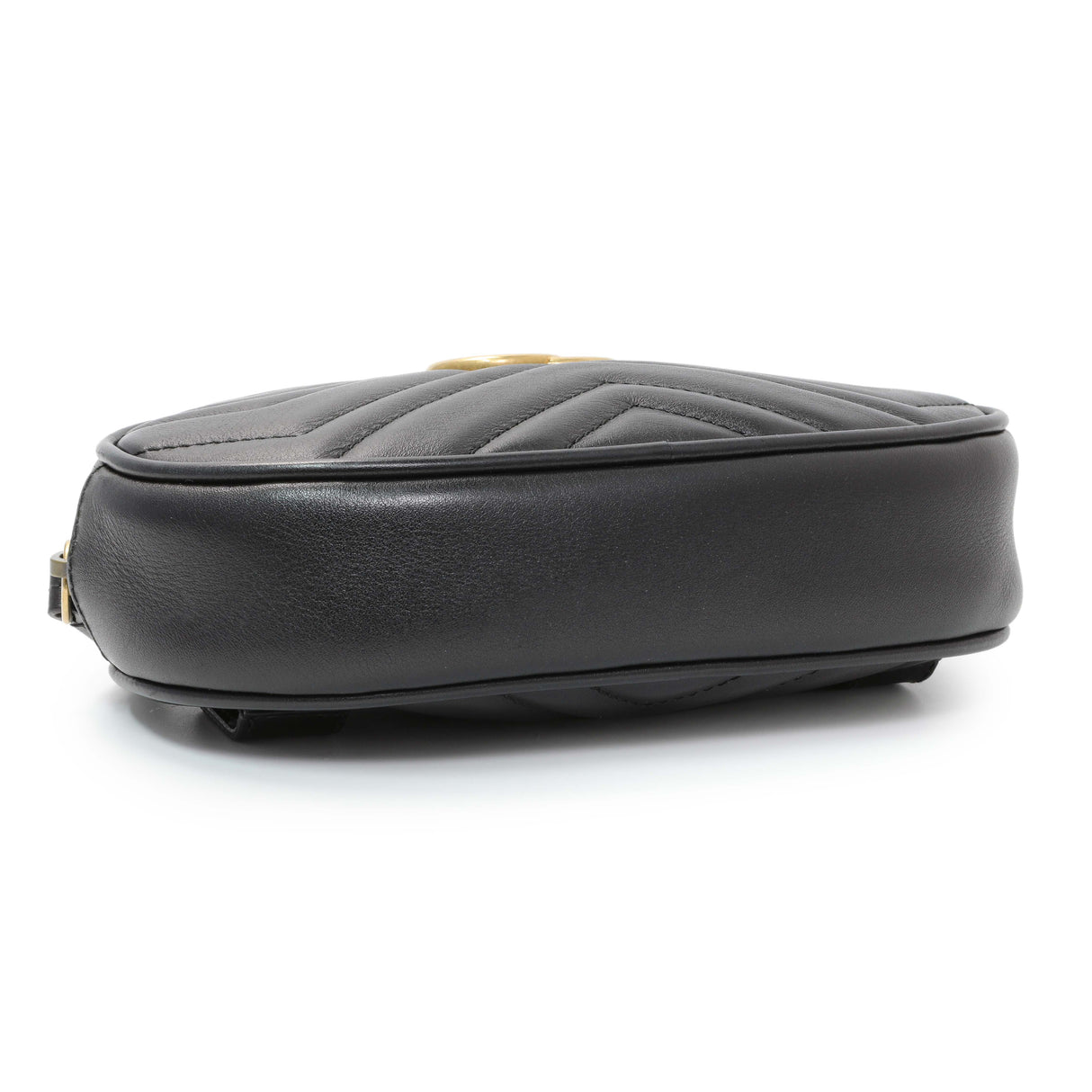 Gucci Black Calfskin Matelasse GG Marmont Belt Bag Handbags Gucci