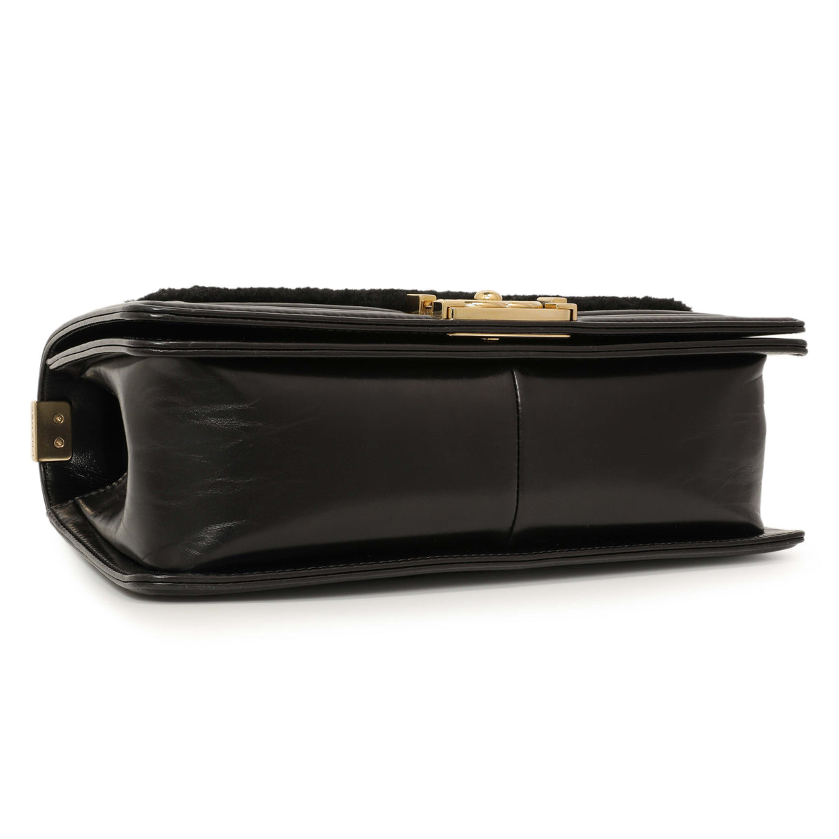 Chanel Black Shearling Medium Boy Bag Handbags Chanel