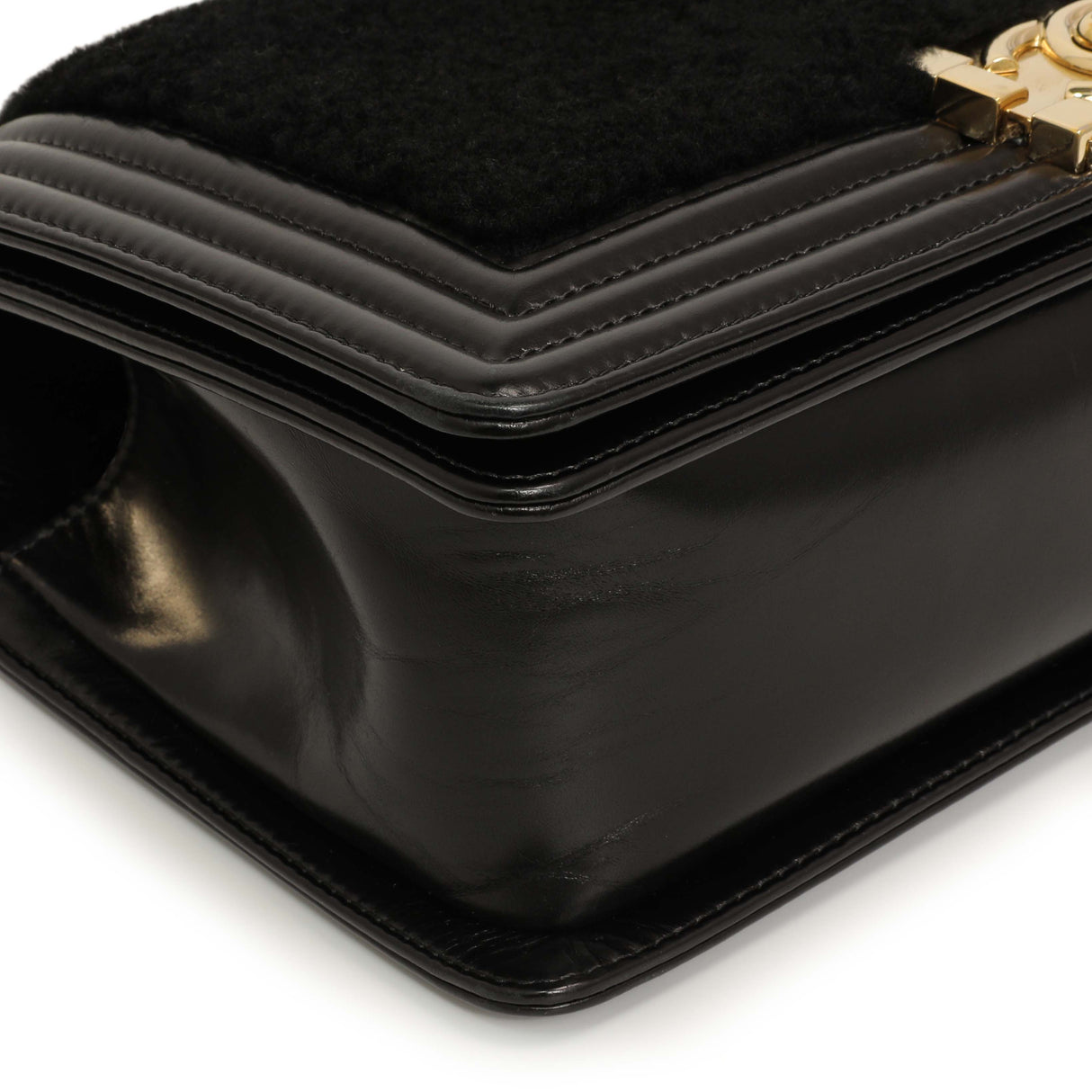 Chanel Black Shearling Medium Boy Bag Handbags Chanel