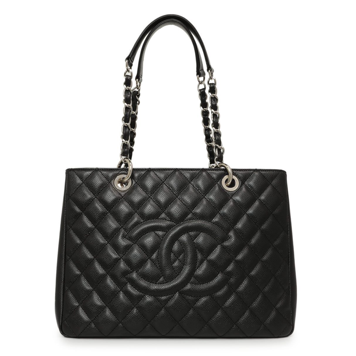 Chanel Black Quilted Caviar Grand Shopping Tote GST Handbags Chanel