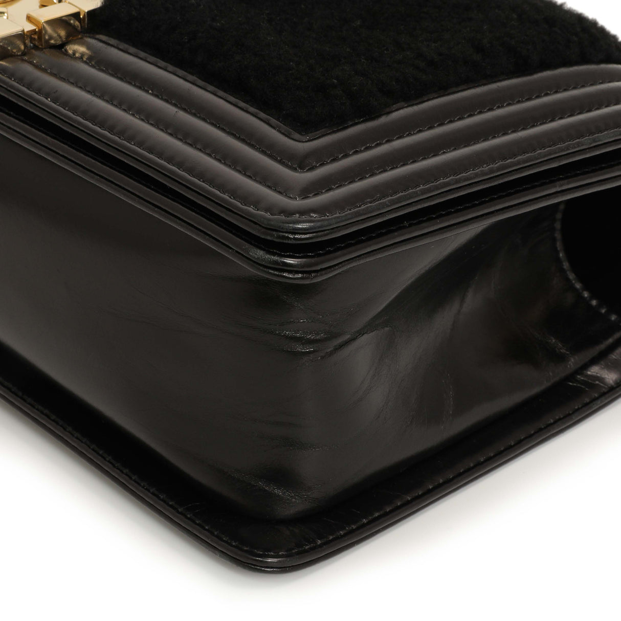 Chanel Black Shearling Medium Boy Bag Handbags Chanel