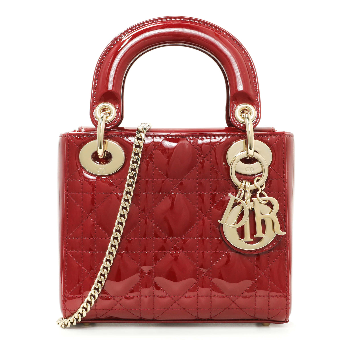 Christian Dior Red Patent Cannage Mini Lady Dior Handbags Christian Dior