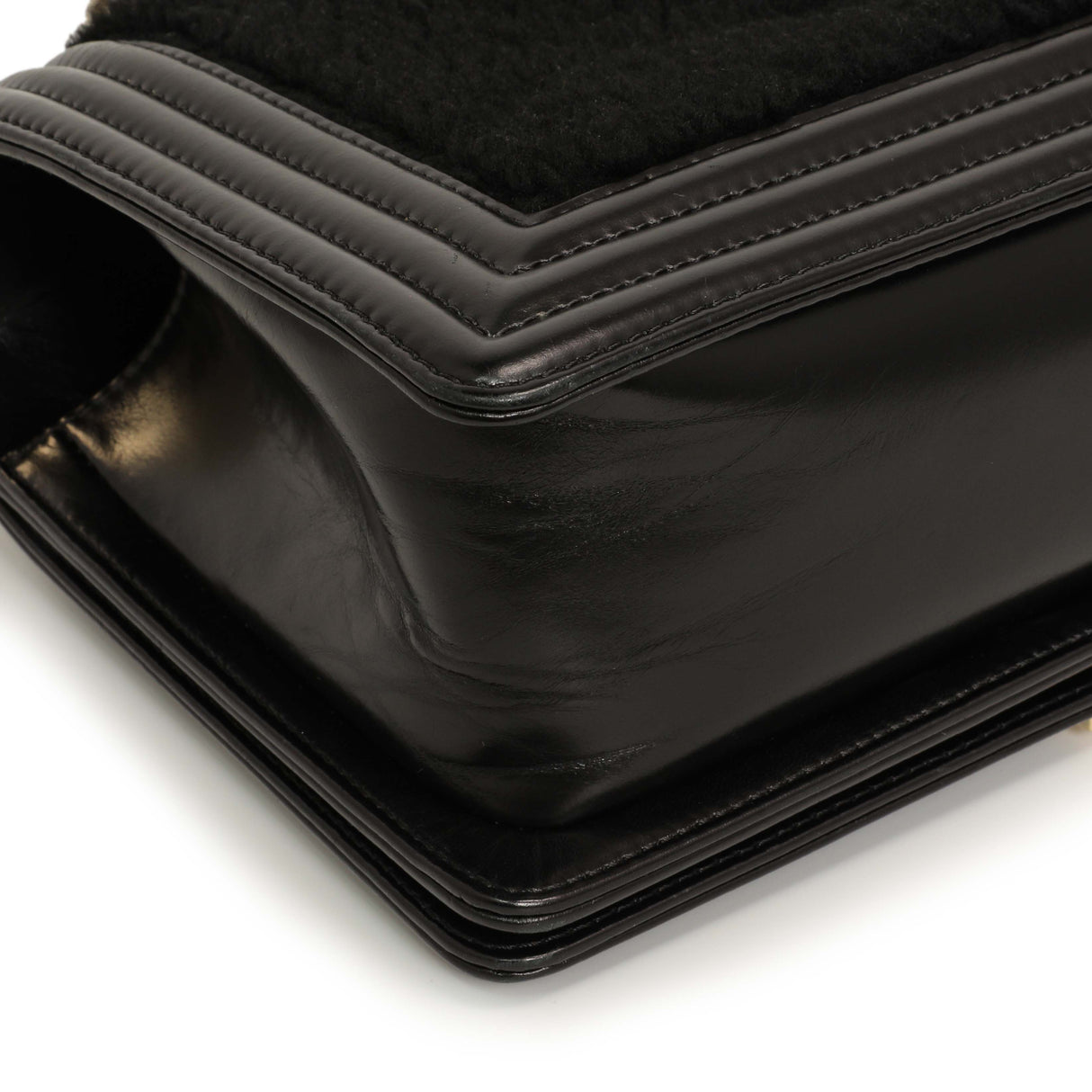 Chanel Black Shearling Medium Boy Bag Handbags Chanel