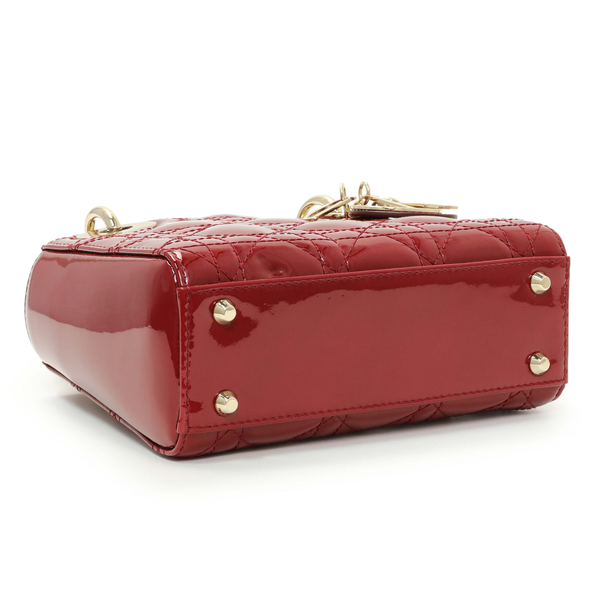 Christian Dior Red Patent Cannage Mini Lady Dior Handbags Christian Dior