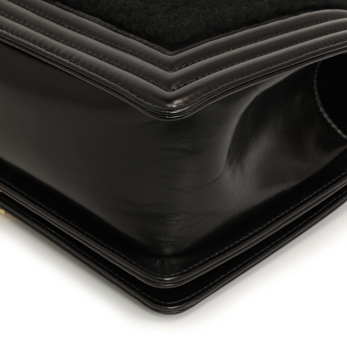 Chanel Black Shearling Medium Boy Bag Handbags Chanel