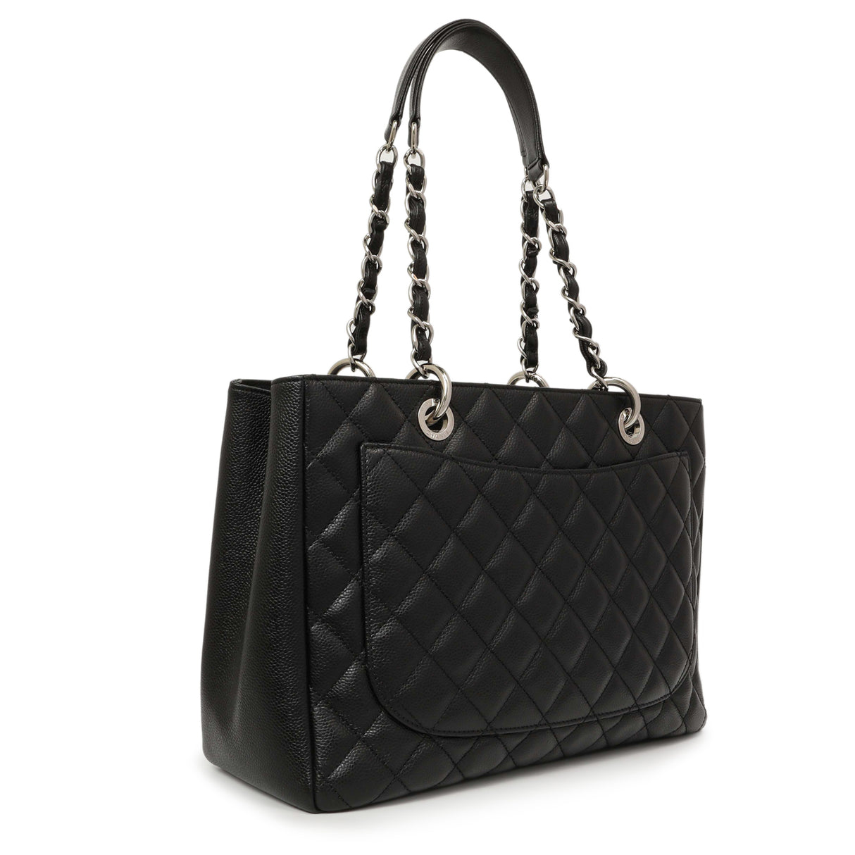Chanel Black Quilted Caviar Grand Shopping Tote GST Handbags Chanel