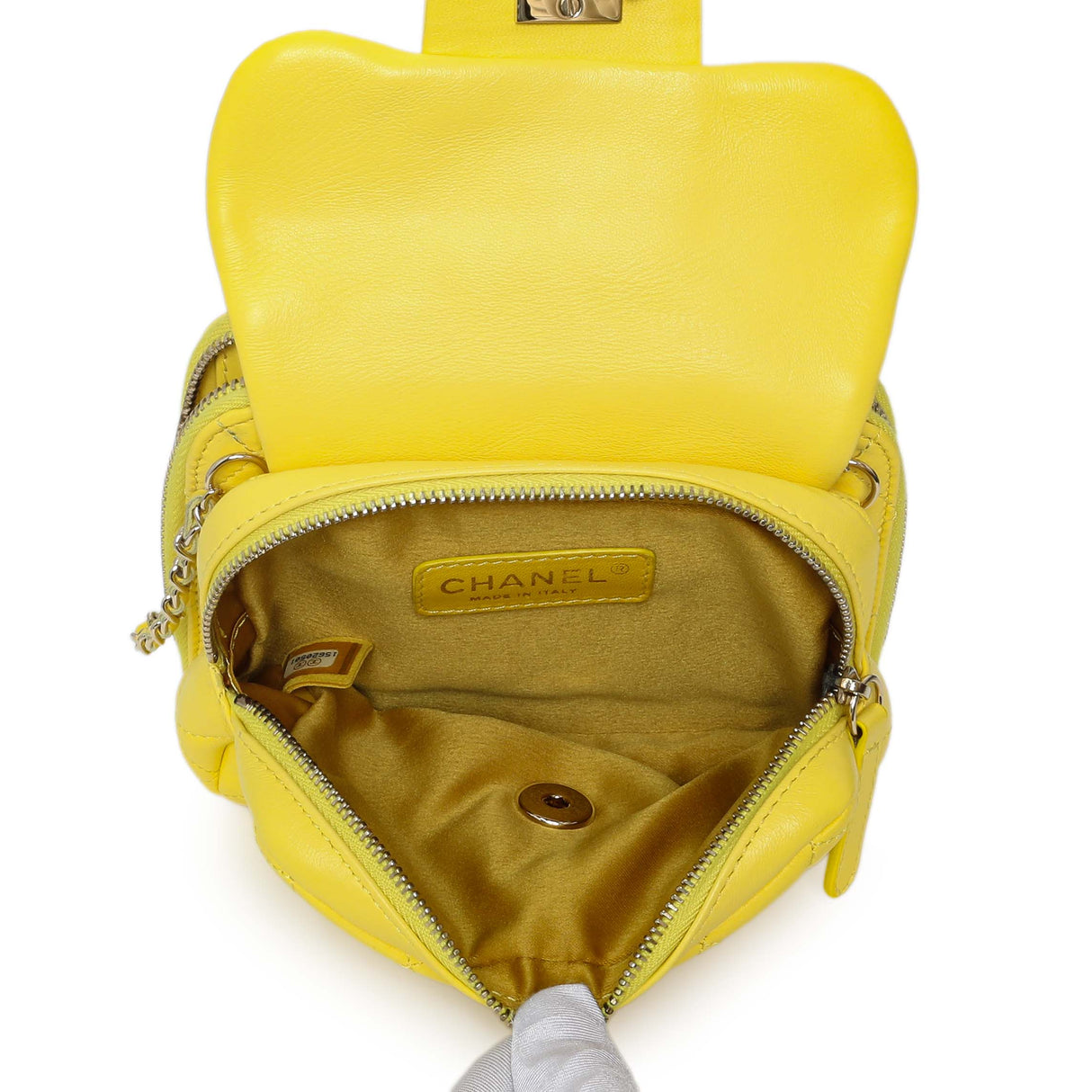 Chanel Yellow Quilted Calfskin Mini Chain Flap Handbags Chanel