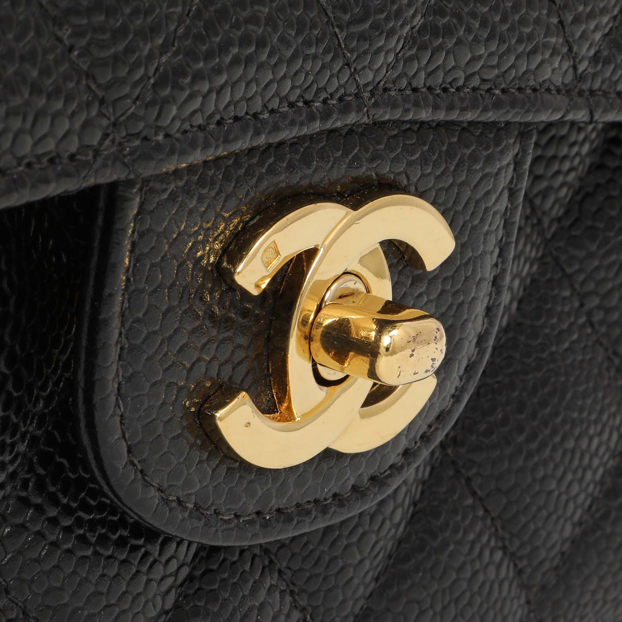 Chanel Black Quilted Caviar Medium Classic Double Flap Handbags Chanel