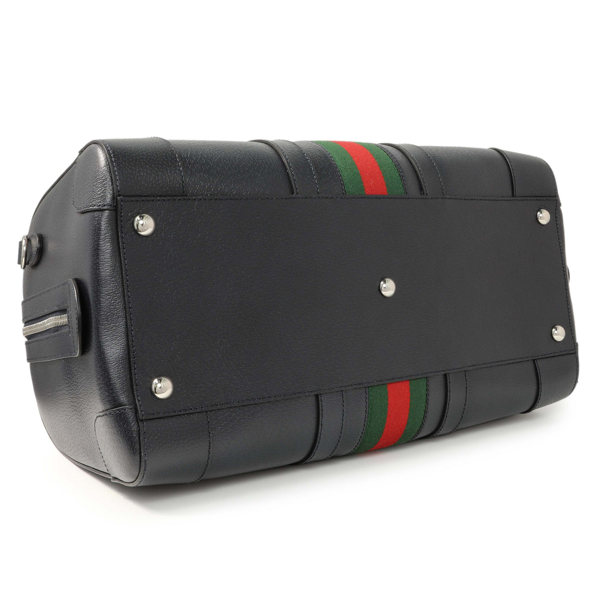 Gucci Blue Textured Dollar Calfskin Web Medium Savoy Duffle Bag Handbags Gucci