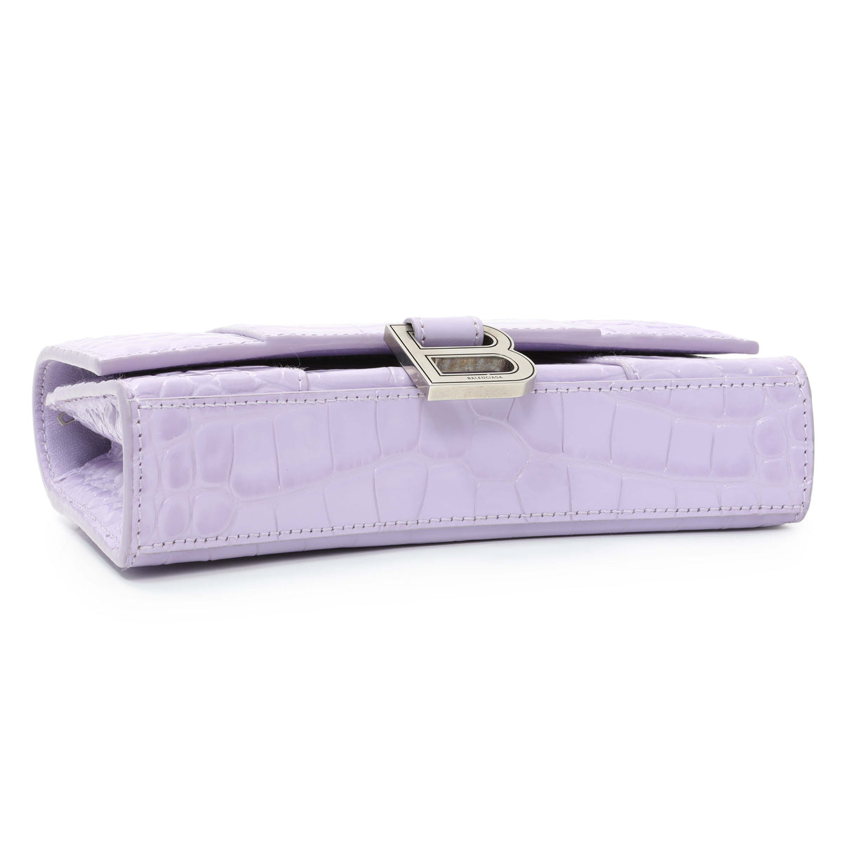 Balenciaga Lilac Shiny Calfskin Crocodile Embossed Hourglass Chain Bag Handbags Balenciaga