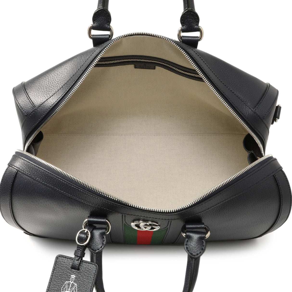 Gucci Blue Textured Dollar Calfskin Web Medium Savoy Duffle Bag Handbags Gucci