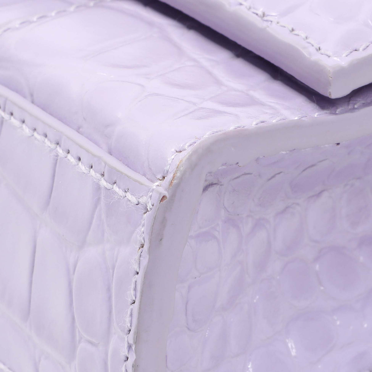 Balenciaga Lilac Shiny Calfskin Crocodile Embossed Hourglass Chain Bag Handbags Balenciaga