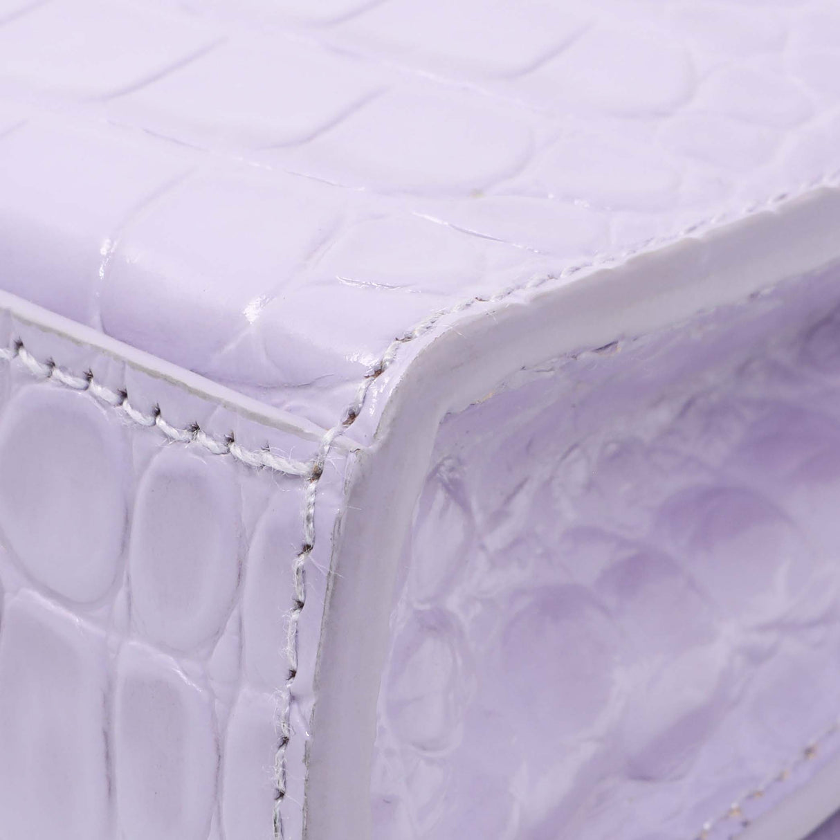 Balenciaga Lilac Shiny Calfskin Crocodile Embossed Hourglass Chain Bag Handbags Balenciaga