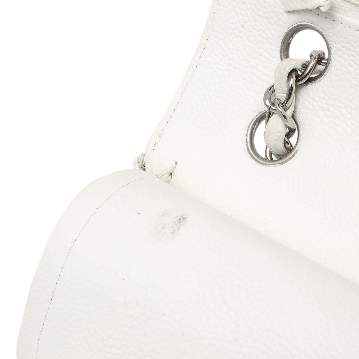 Chanel White Quilted Caviar Medium Classic Double Flap Handbags Chanel