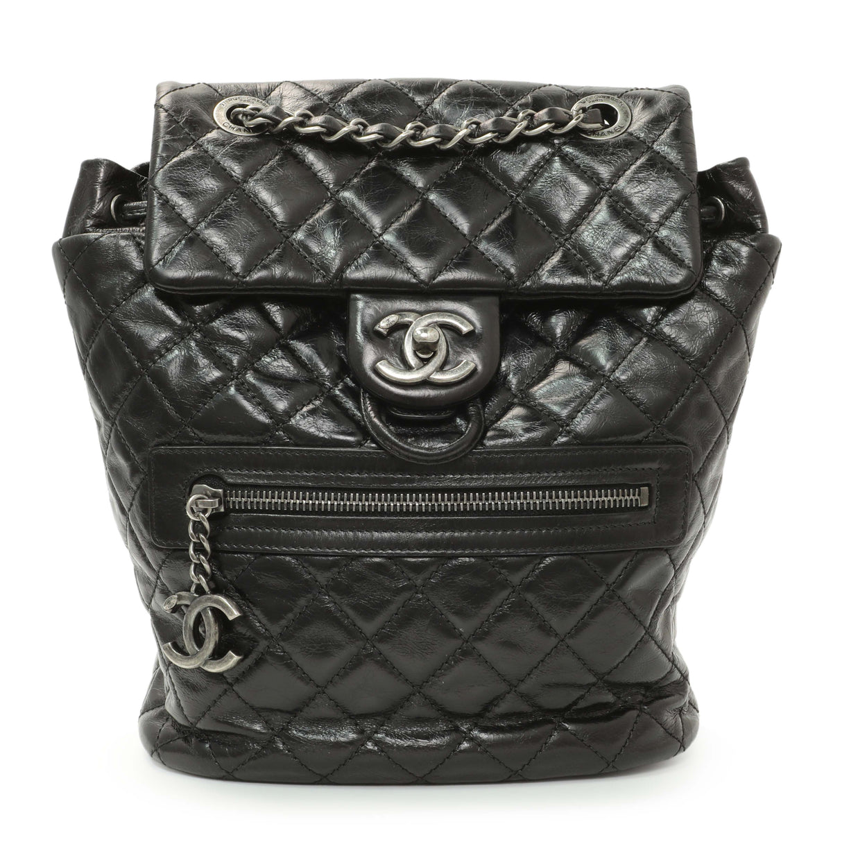 Chanel Black Glazed Calfskin Salzburg Mountain Backpack Handbags Chanel