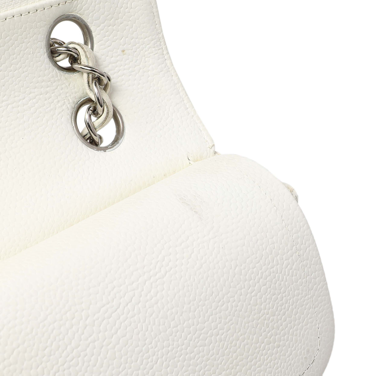 Chanel White Quilted Caviar Medium Classic Double Flap Handbags Chanel