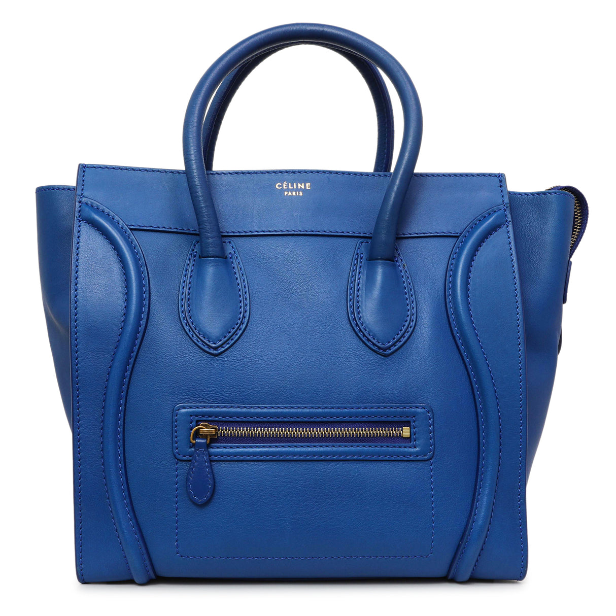 Celine Blue Smooth Calfskin Mini Luggage Tote Handbags Celine