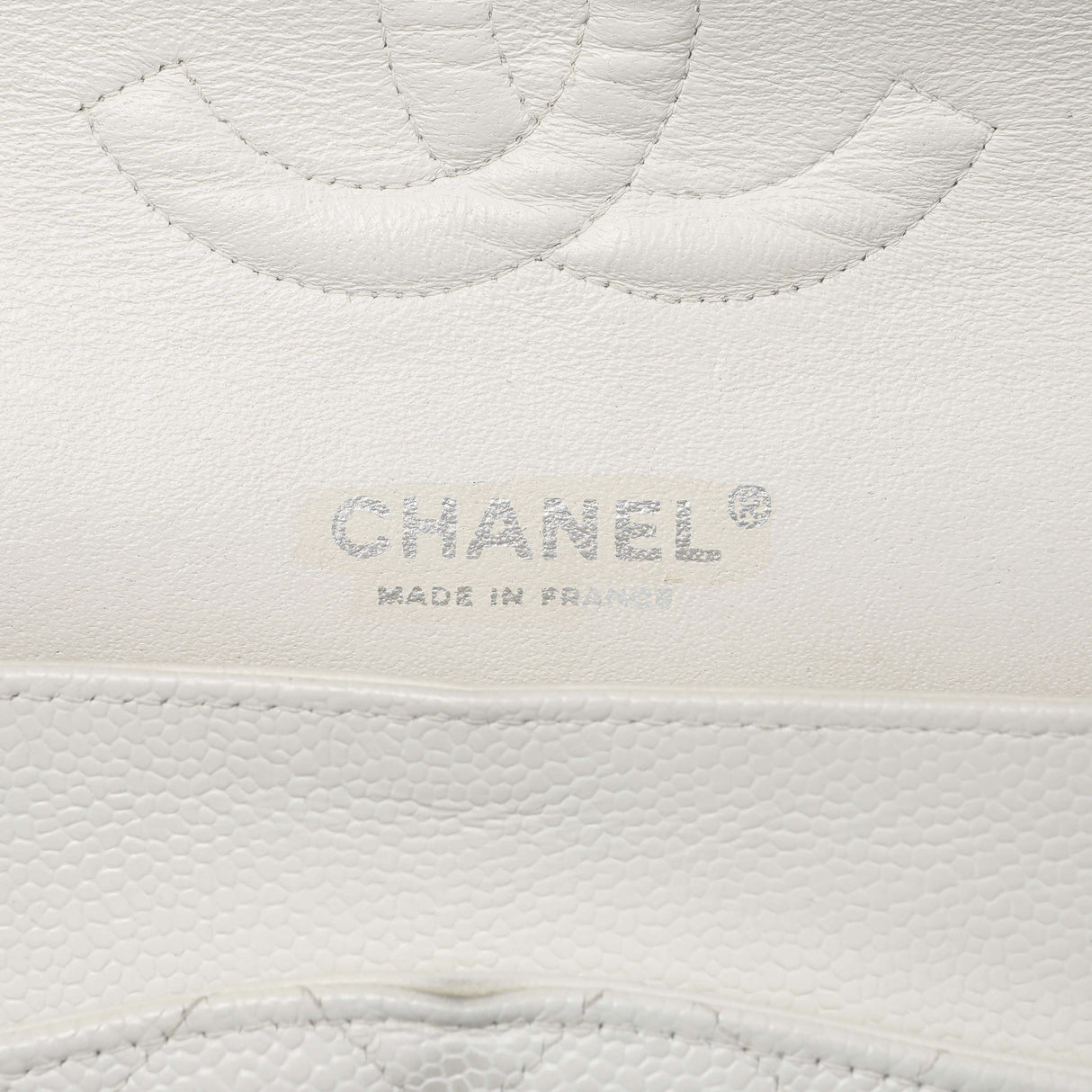 Chanel White Quilted Caviar Medium Classic Double Flap Handbags Chanel