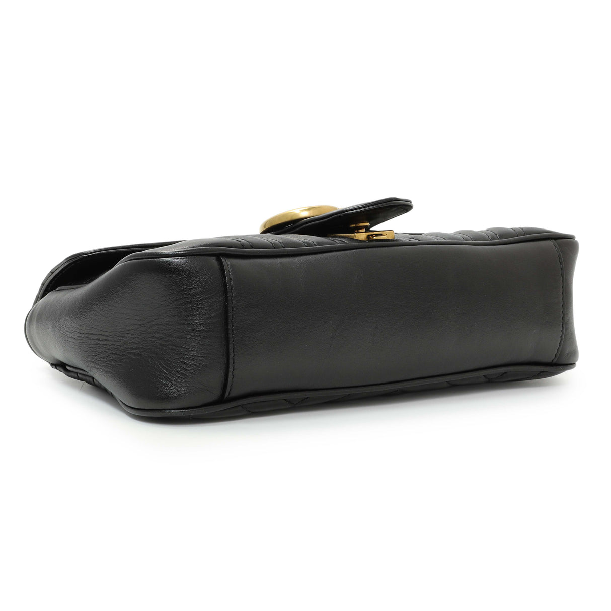 Gucci Black Calfskin Matelasse Small GG Marmont Shoulder Bag Handbags Gucci