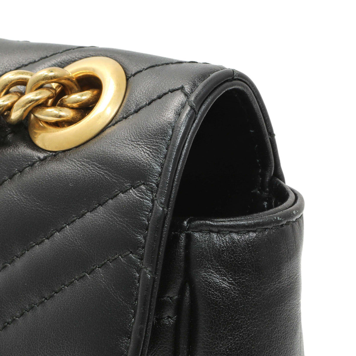 Gucci Black Calfskin Matelasse Small GG Marmont Shoulder Bag Handbags Gucci