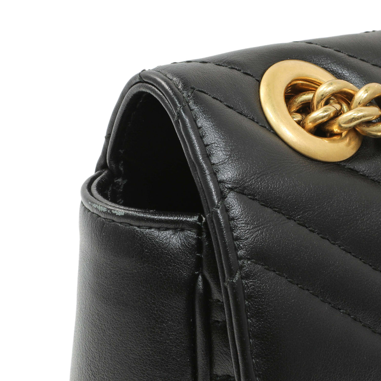 Gucci Black Calfskin Matelasse Small GG Marmont Shoulder Bag Handbags Gucci