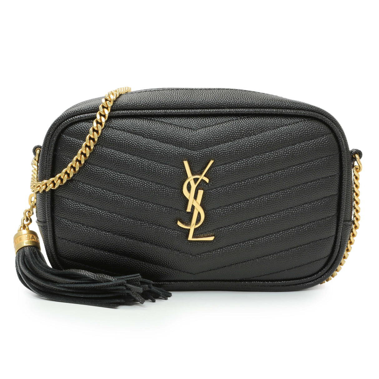 Saint Laurent Black Grain De Poudre Matelasse Monogram Mini Lou Camera Bag Handbags Saint Laurent