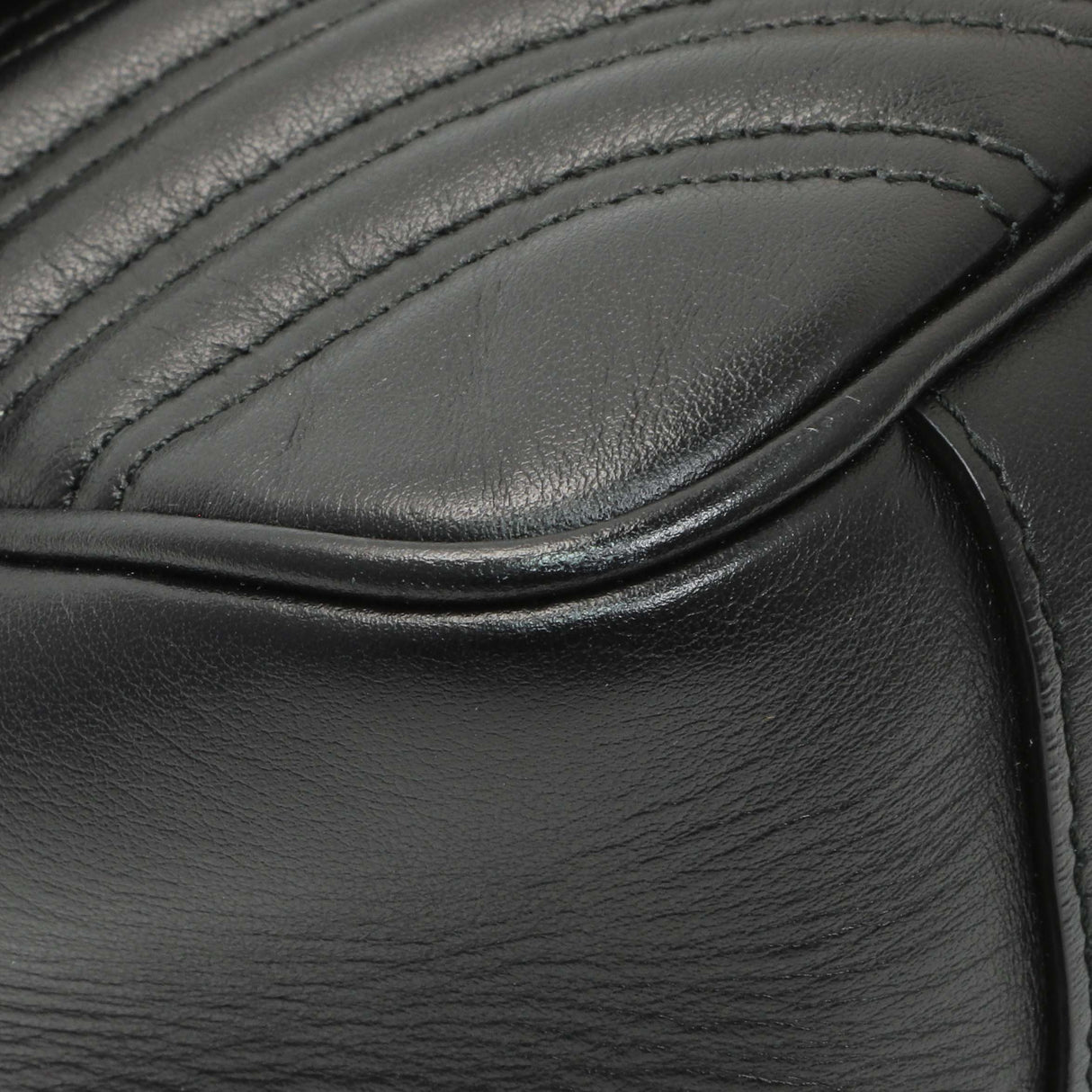 Gucci Black Calfskin Matelasse Small GG Marmont Shoulder Bag Handbags Gucci