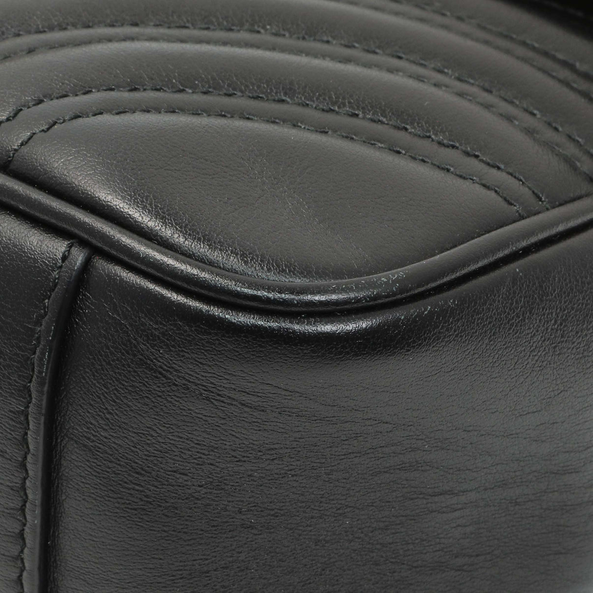 Gucci Black Calfskin Matelasse Small GG Marmont Shoulder Bag Handbags Gucci