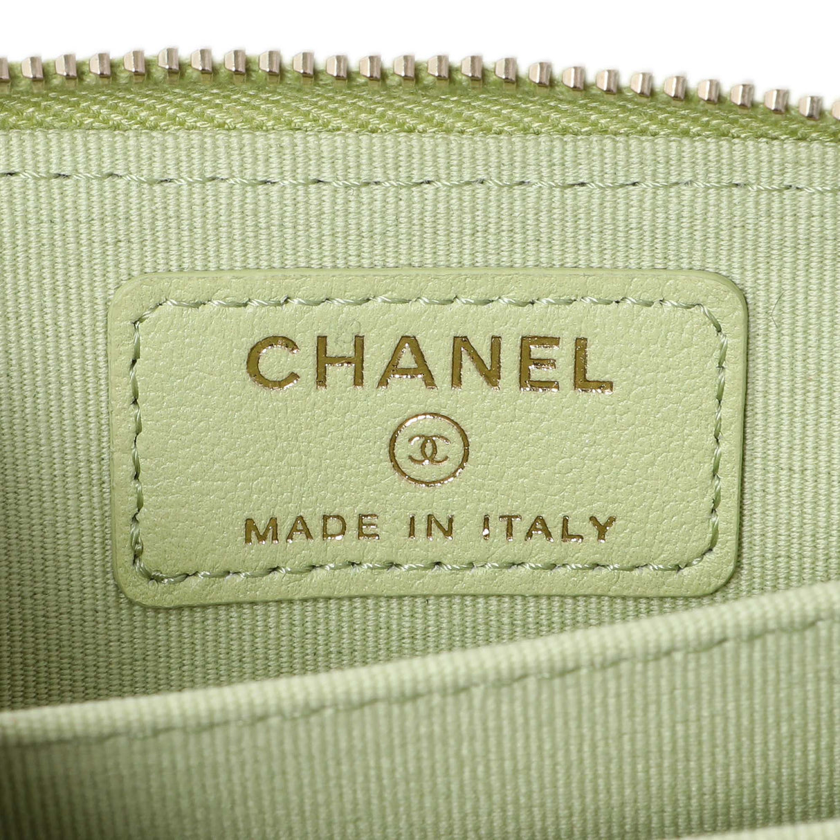 Chanel Green Quilted Lambskin Zip Coin Purse