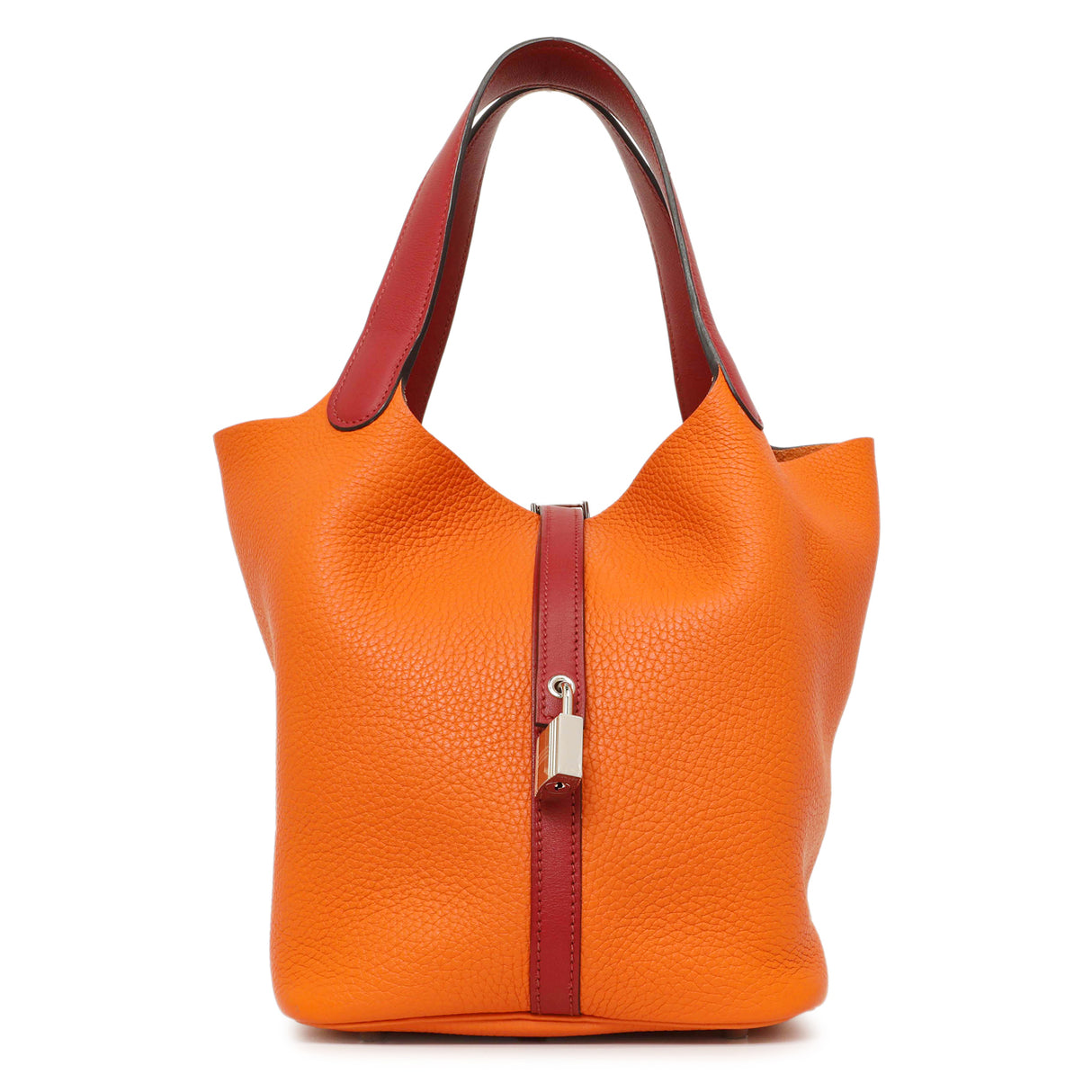 Hermes Orange Rouge Bicolor Clemence Picotin 22 Handbags Hermes