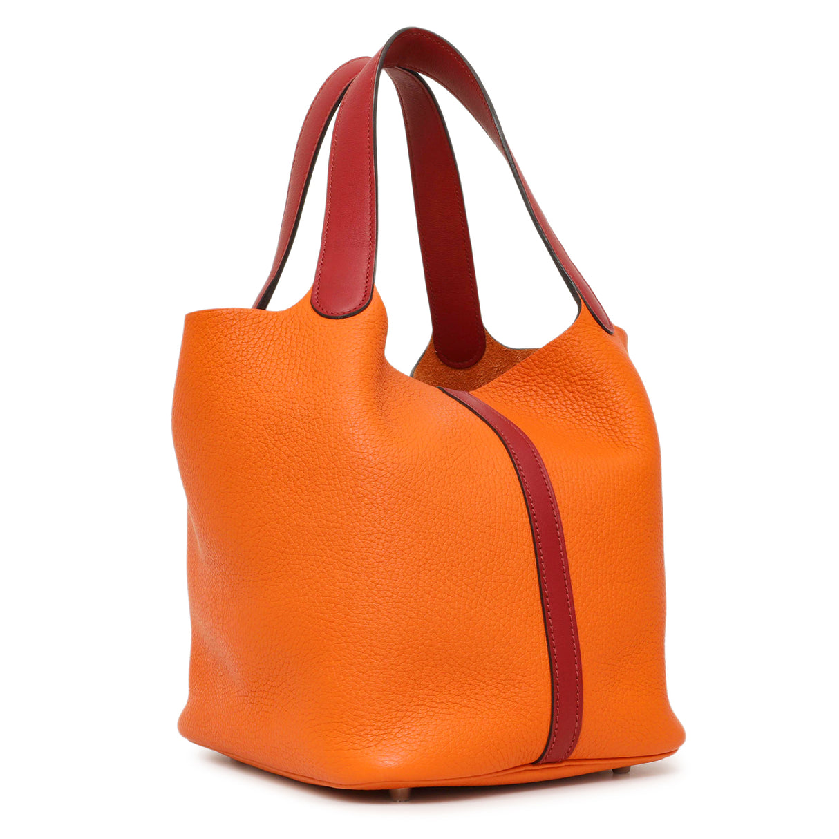 Hermes Orange Rouge Bicolor Clemence Picotin 22 Handbags Hermes
