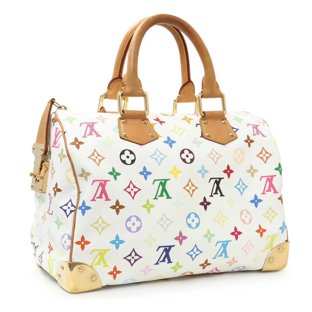 Louis Vuitton White Multicolor Speedy 30 Handbags Louis Vuitton
