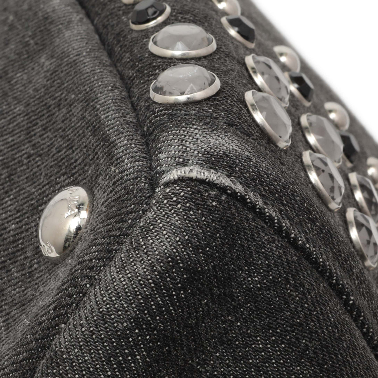 Prada Grey Canapa Crystal Studded Tote Handbags Prada