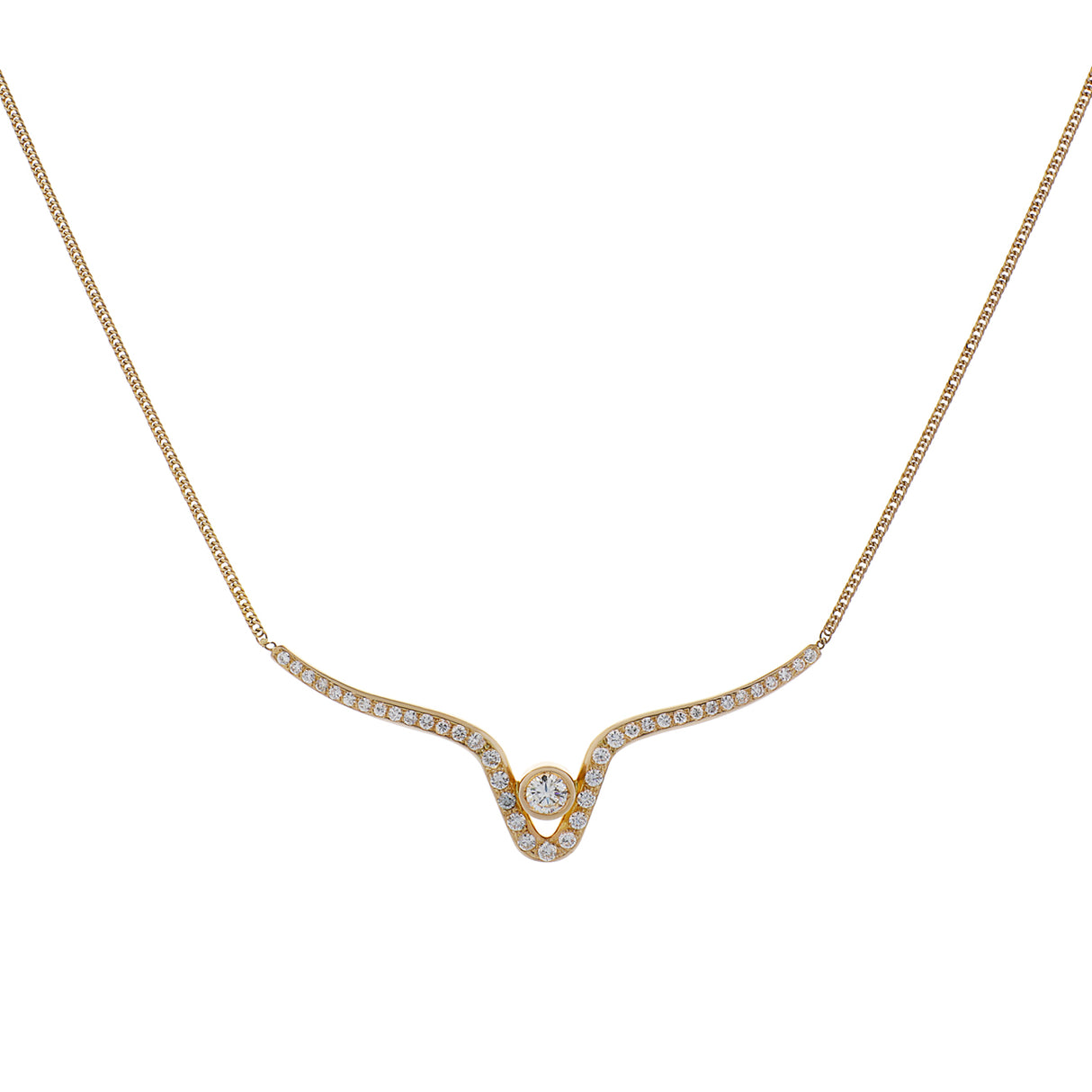 14K Yellow Gold Lavaliere 0.66 Carat Diamond Necklace Fine Jewellery Modaselle