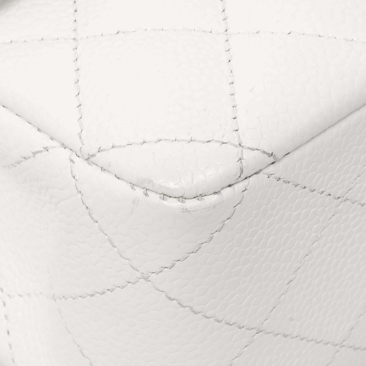 Chanel White Quilted Caviar Medium Classic Double Flap Handbags Chanel