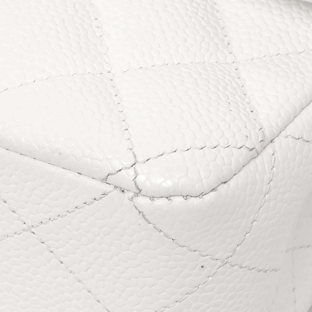 Chanel White Quilted Caviar Medium Classic Double Flap Handbags Chanel