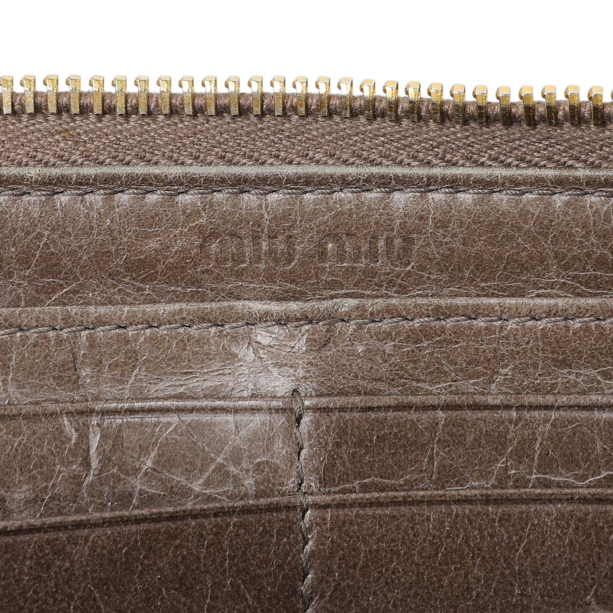 Miu Miu Grey Nappa Matelasse Zip Wallet Accessories Miu Miu