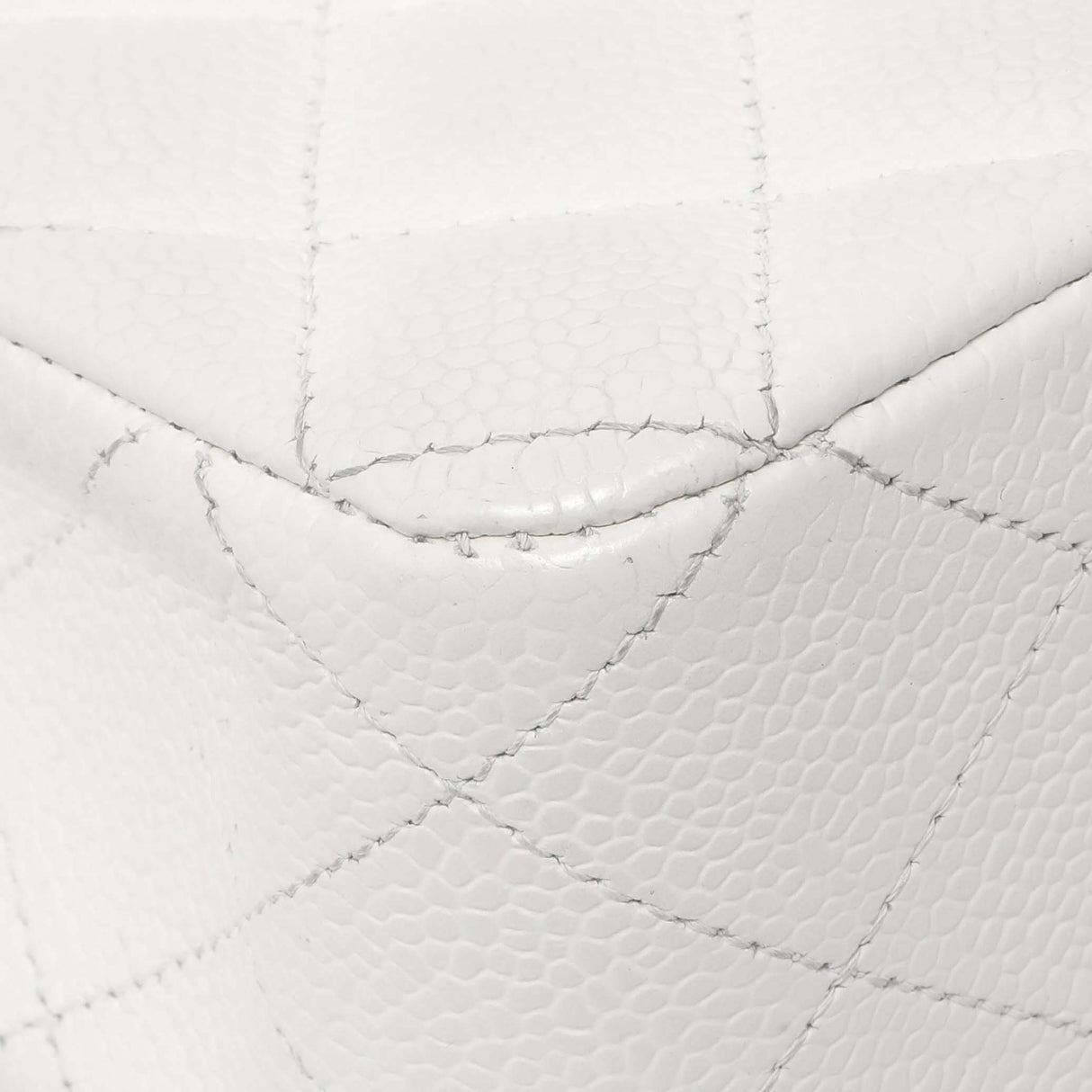 Chanel White Quilted Caviar Medium Classic Double Flap Handbags Chanel