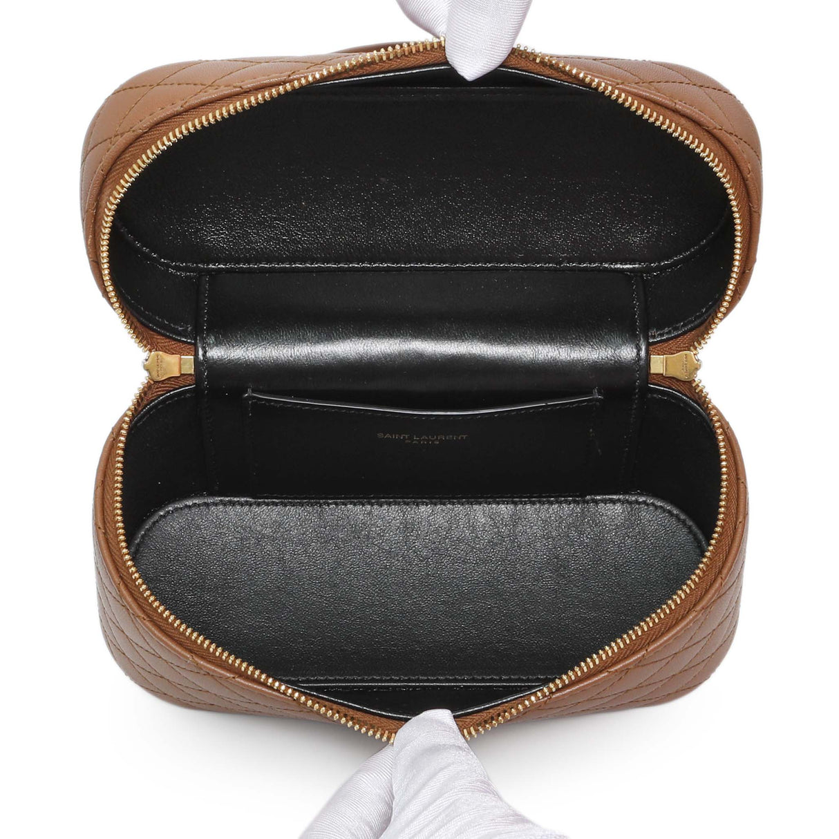 Saint Laurent Brown Lambskin Quilted Mini Gaby Vanity Handbags Saint Laurent