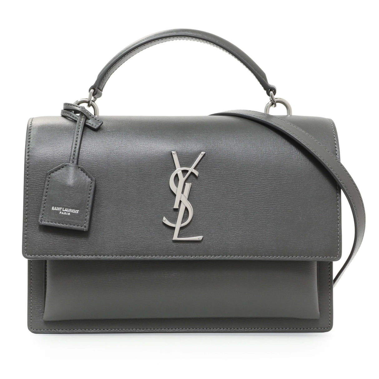 Saint Laurent Grey Calfskin Medium Monogram Sunset Handbags Saint Laurent
