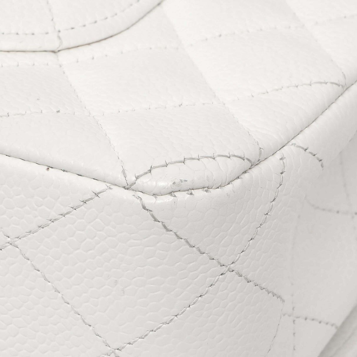 Chanel White Quilted Caviar Medium Classic Double Flap Handbags Chanel